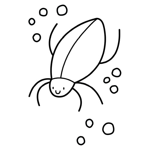 Diving Beetle Coloring Page — Lives Under Water free printable Insect Coloring Pages for Toddlers coloring page