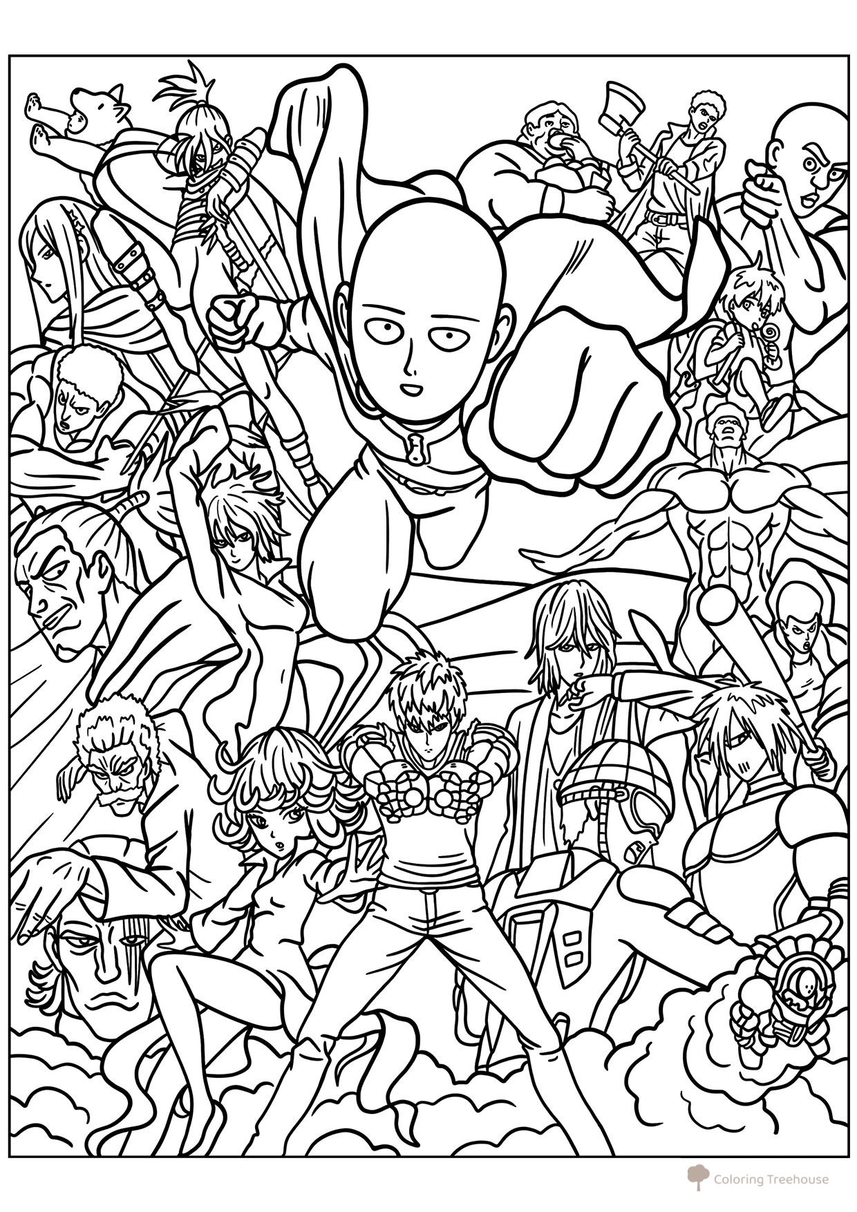Anime One Punch Man Coloring Page free printable Anime Coloring Pages coloring page