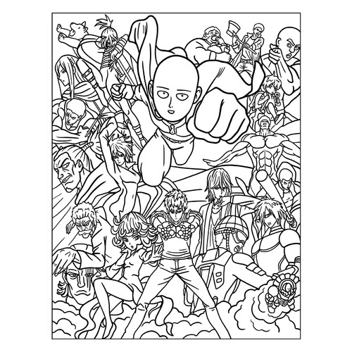 Anime One Punch Man Coloring Page free printable Anime Coloring Pages coloring page