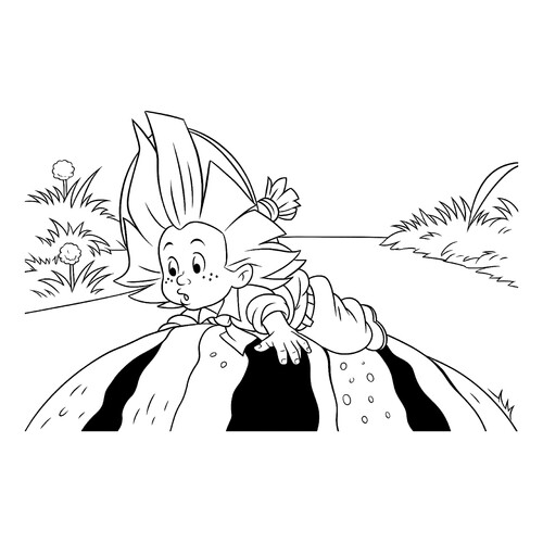 涂色页:《不懂先生 на 西瓜》 免费可打印顽皮小不点(Незнайка)涂色页涂色页