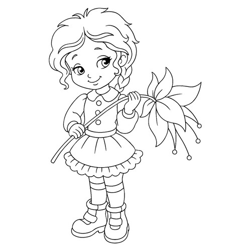 涂色页:《 Незнайка 的 蓝眼女孩(Синеглазка)》 免费可打印顽皮小不点(Незнайка)涂色页涂色页