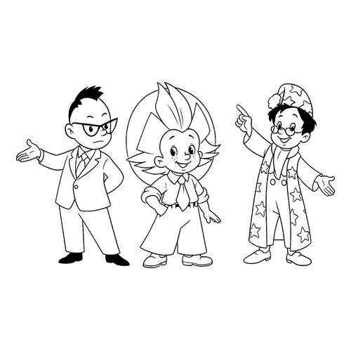 填色画:《知多多、糊涂蛋与玻璃小子》 免费可打印顽皮小不点(Незнайка)涂色页涂色页
