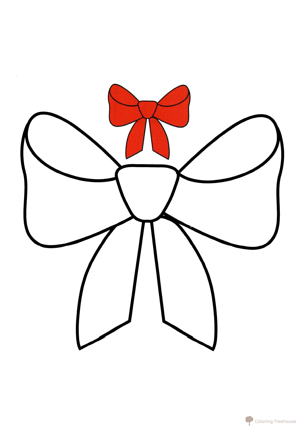 Página para colorear: Lazo para niños con muestra a color dibujo para colorear gratis de Páginas para colorear navideñas para niños con modelo a color