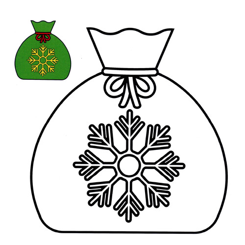 Bag of Gifts Coloring Page with Color Sample free printable Christmas Coloring Pages for Toddlers with Color Reference coloring page