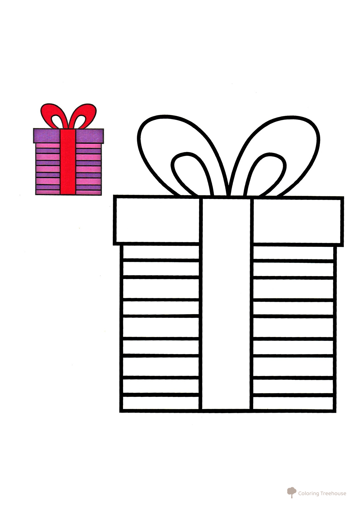 Página para colorear: Regalo de Año Nuevo con modelo a color dibujo para colorear gratis de Páginas para colorear navideñas para niños con modelo a color
