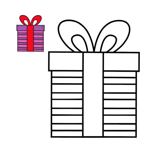 Página para colorear: Regalo de Año Nuevo con modelo a color dibujo para colorear gratis de Páginas para colorear navideñas para niños con modelo a color