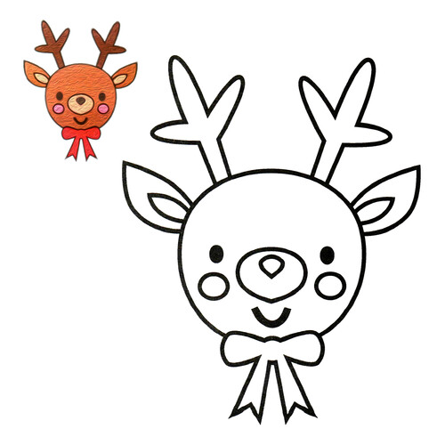 Página para colorear: Retrato de un ciervo con modelo a color dibujo para colorear gratis de Páginas para colorear navideñas para niños con modelo a color