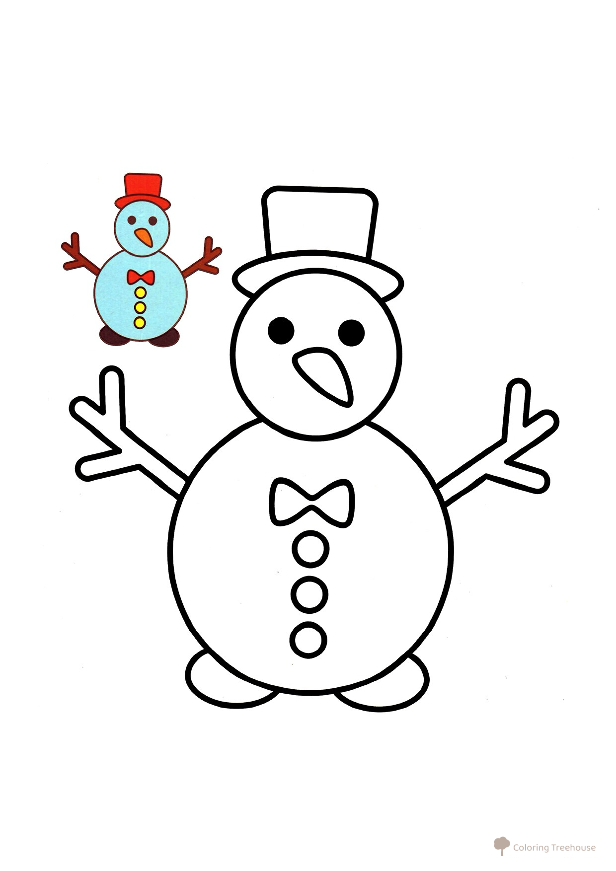 Snowman Coloring Page for Toddlers with Color Sample free printable Christmas Coloring Pages for Toddlers with Color Reference coloring page