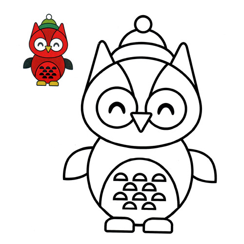 Owl Coloring Page for Toddlers with Colored Sample free printable Christmas Coloring Pages for Toddlers with Color Reference coloring page