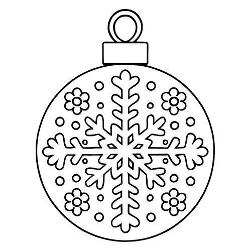 着色页 «带大雪花的新年球» 免费可打印新年彩球着色页涂色页