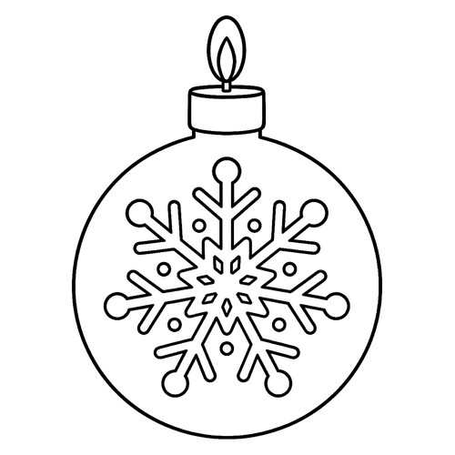 填色页:带简洁雪花的新年球 免费可打印新年彩球着色页涂色页