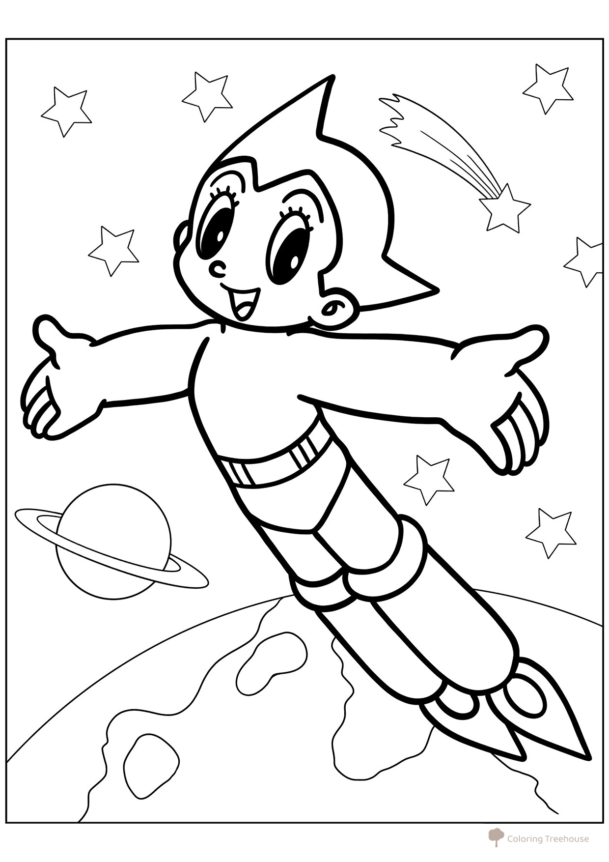 Páginas para colorear: «Kawaii Astroboy» dibujo para colorear gratis de Páginas para colorear de anime