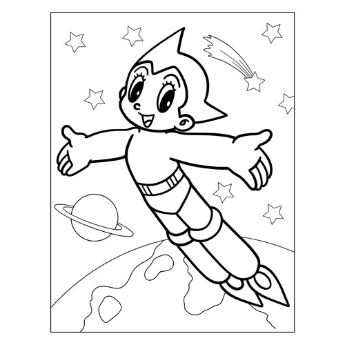 Páginas para colorear: «Kawaii Astroboy» dibujo para colorear gratis de Páginas para colorear de anime