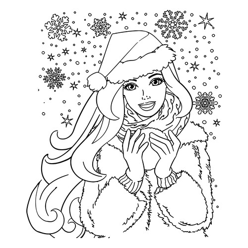 Barbie Christmas Coloring Page free printable New Year Coloring Pages for Kids coloring page