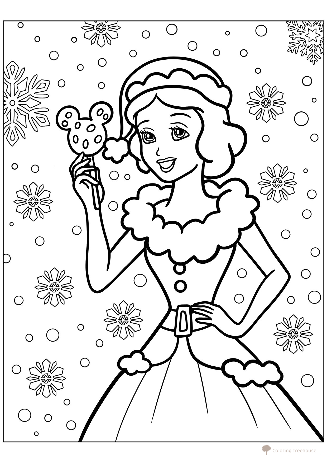 Página para colorear de Blancanieves para niños - Año Nuevo dibujo para colorear gratis de Páginas para colorear de Año Nuevo para niños