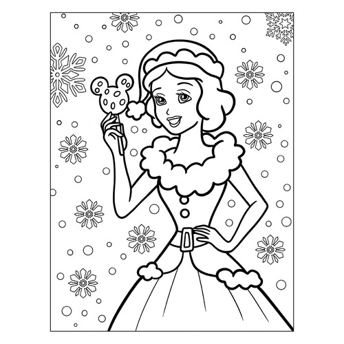 Página para colorear de Blancanieves para niños - Año Nuevo dibujo para colorear gratis de Páginas para colorear de Año Nuevo para niños