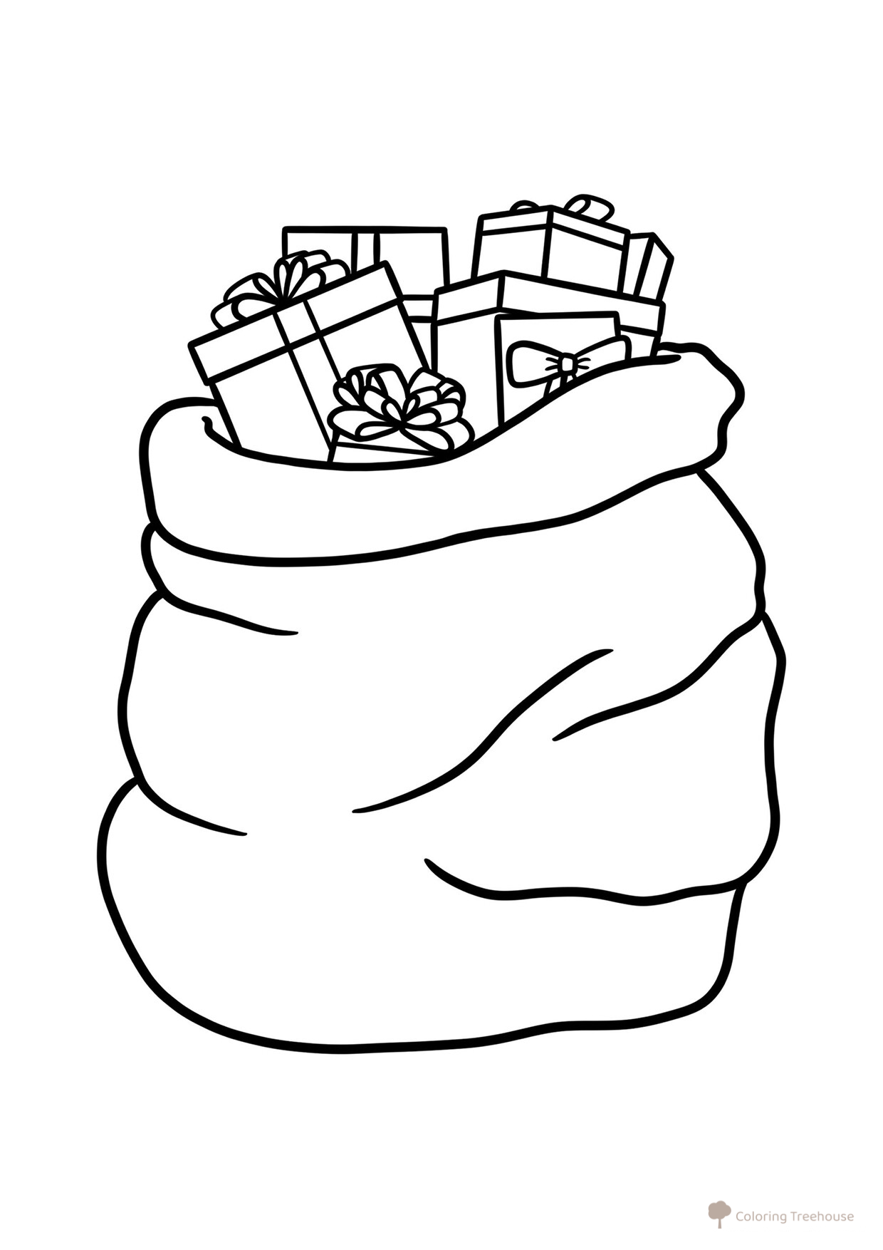 Big Bag of Presents Coloring Page free printable New Year Coloring Pages for Kids coloring page