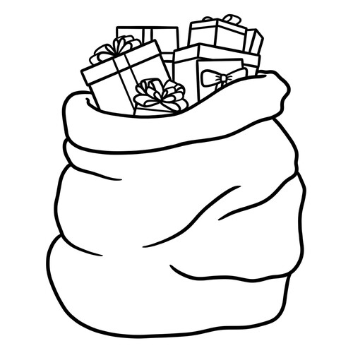 Big Bag of Presents Coloring Page free printable New Year Coloring Pages for Kids coloring page