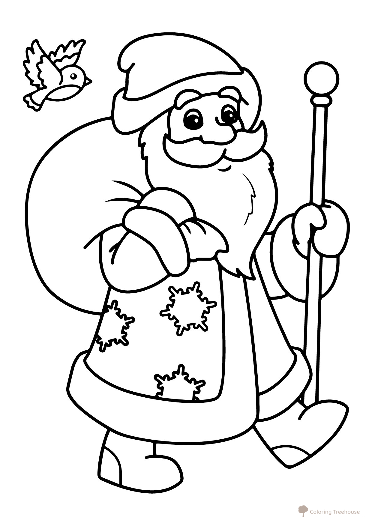 Santa Claus Carrying Gifts Coloring Page free printable New Year Coloring Pages for Kids coloring page