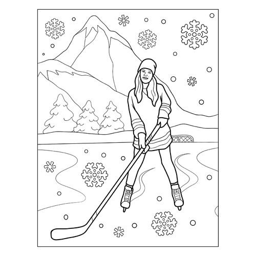 Girl Playing Hockey Coloring Page free printable New Year Coloring Pages for Kids coloring page