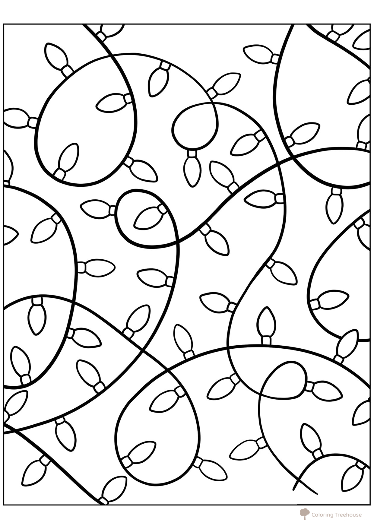 Christmas Tree Garland Coloring Page free printable New Year Coloring Pages for Kids coloring page