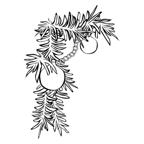 Fir Branch with Baubles Coloring Page free printable New Year Coloring Pages for Kids coloring page