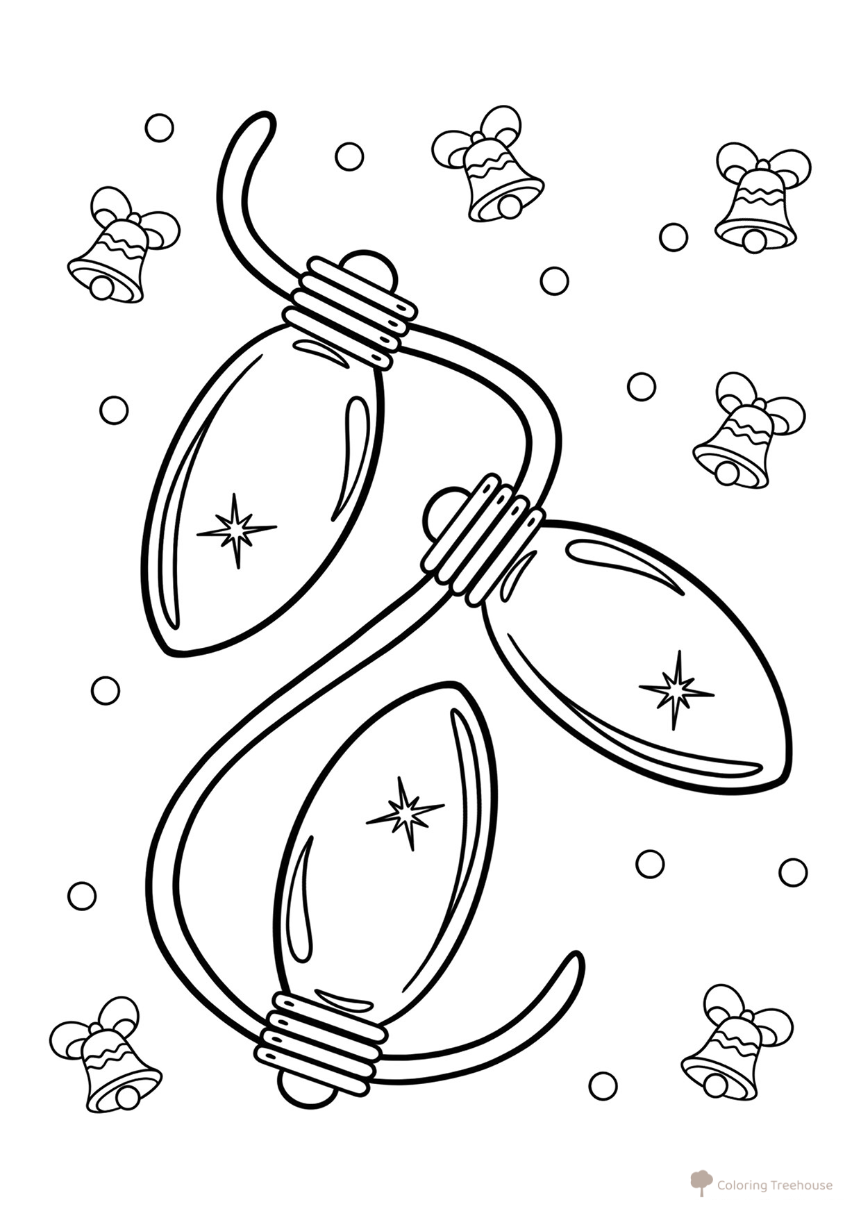 Christmas Tree Bulbs Coloring Page for New Year free printable New Year Coloring Pages for Kids coloring page