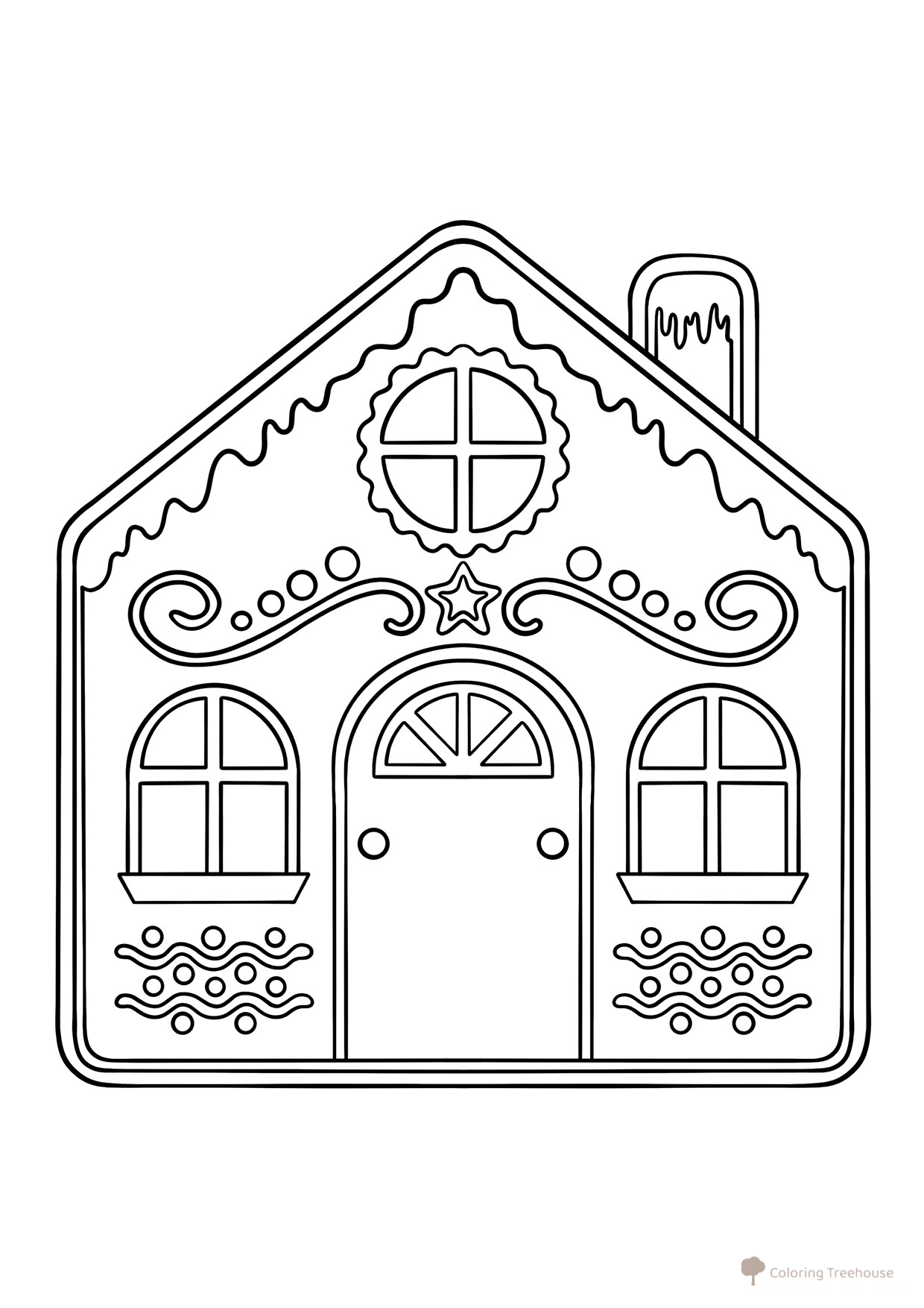 Página para colorear Casa de jengibre adorable para los más pequeños dibujo para colorear gratis de Páginas para colorear de Año Nuevo para niños