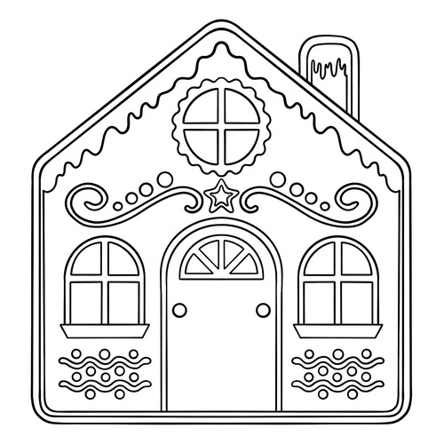 Página para colorear Casa de jengibre adorable para los más pequeños dibujo para colorear gratis de Páginas para colorear de Año Nuevo para niños