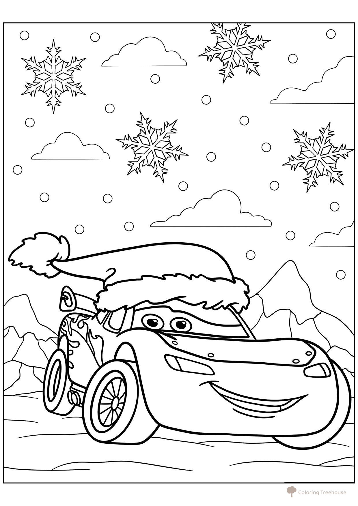 Lightning McQueen New Year Coloring Page free printable New Year Coloring Pages for Kids coloring page