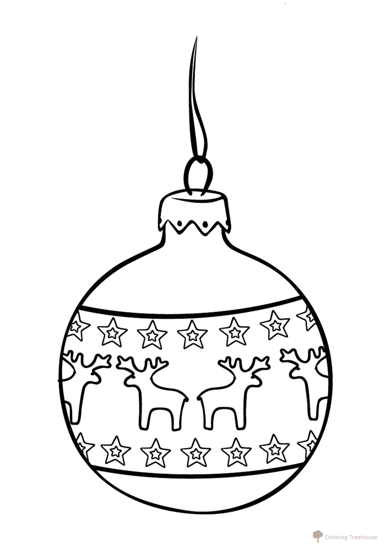 Página para colorear: Bola de Navidad con renos dibujo para colorear gratis de Páginas para colorear de Año Nuevo para niños