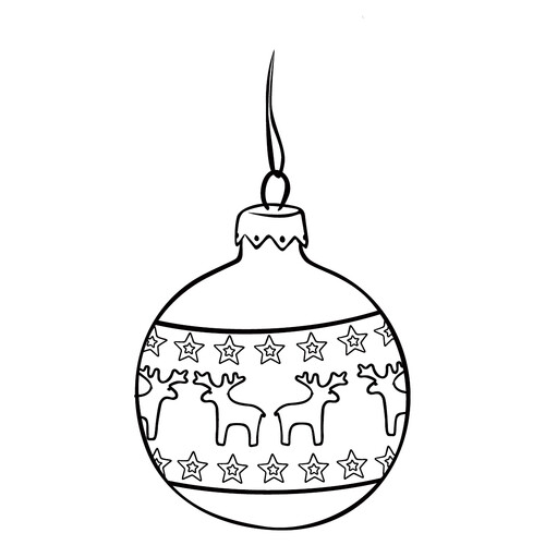 Página para colorear: Bola de Navidad con renos dibujo para colorear gratis de Páginas para colorear de Año Nuevo para niños