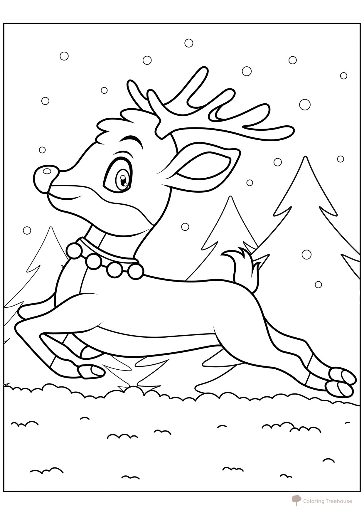 Página para colorear Reno Rudolf dibujo para colorear gratis de Páginas para colorear de Año Nuevo para niños