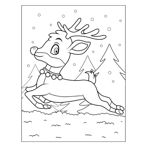 Página para colorear Reno Rudolf dibujo para colorear gratis de Páginas para colorear de Año Nuevo para niños