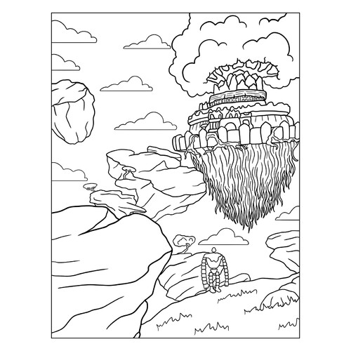 Página para colorear «El castillo en el cielo — Laputa» dibujo para colorear gratis de Páginas para colorear de anime