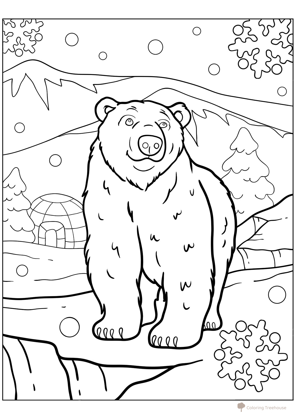Polar Bear Coloring Page free printable New Year Coloring Pages for Kids coloring page