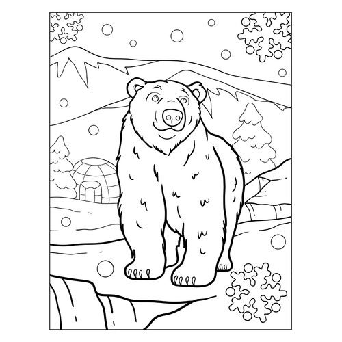 Polar Bear Coloring Page free printable New Year Coloring Pages for Kids coloring page
