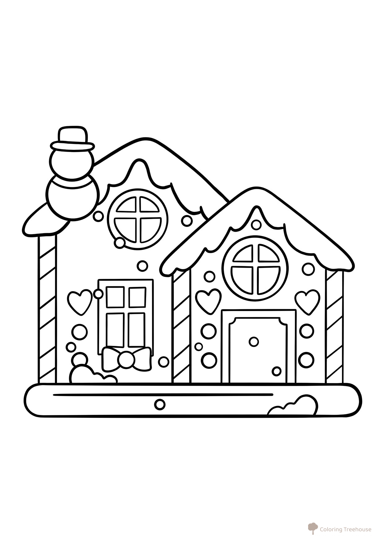 Página para colorear: Casa de jengibre sencilla dibujo para colorear gratis de Páginas para colorear de Año Nuevo para niños