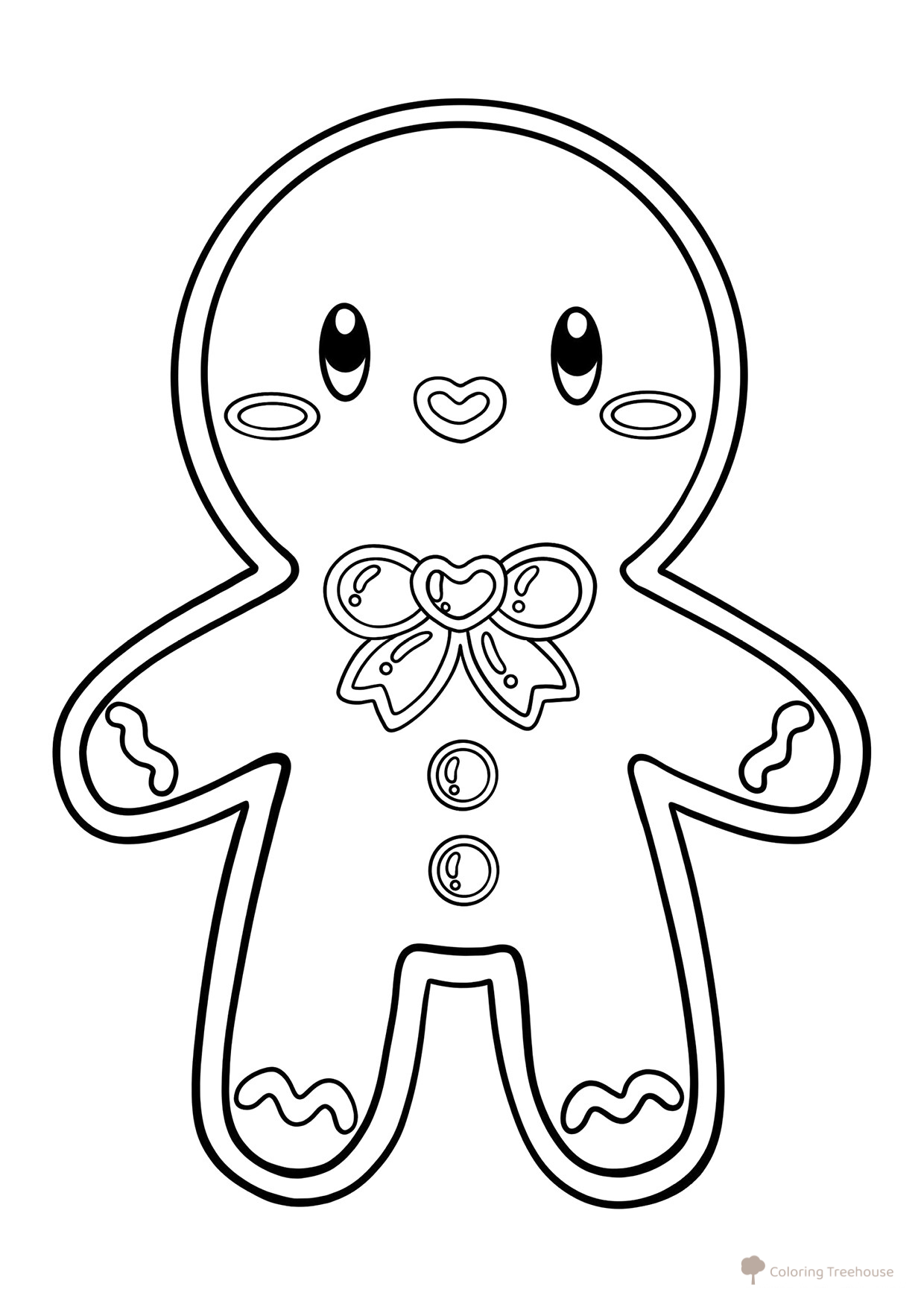 Página para colorear: Muñeco de jengibre para los más pequeños dibujo para colorear gratis de Páginas para colorear de Año Nuevo para niños
