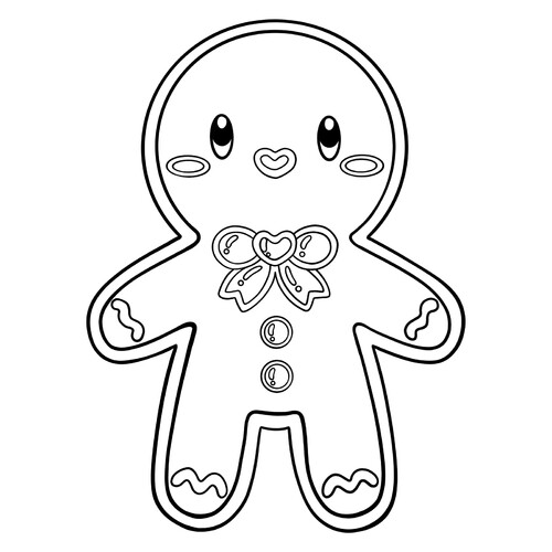 Página para colorear: Muñeco de jengibre para los más pequeños dibujo para colorear gratis de Páginas para colorear de Año Nuevo para niños