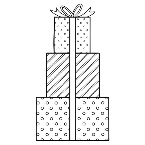 Página para colorear: Cajas de regalo navideñas dibujo para colorear gratis de Páginas para colorear de Año Nuevo para niños
