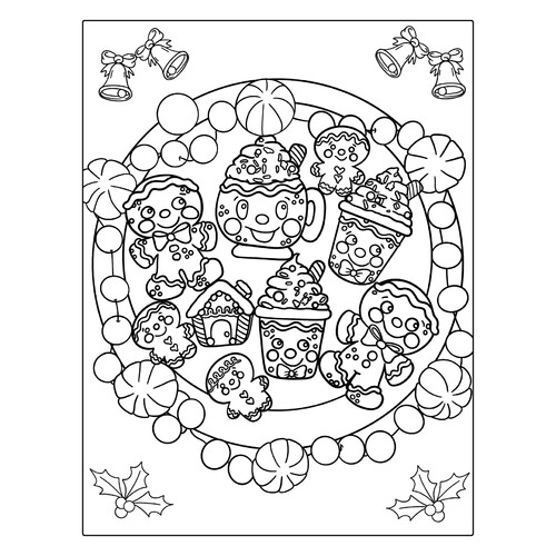 Página para colorear: Plato con galletas dibujo para colorear gratis de Páginas para colorear de Año Nuevo para niños
