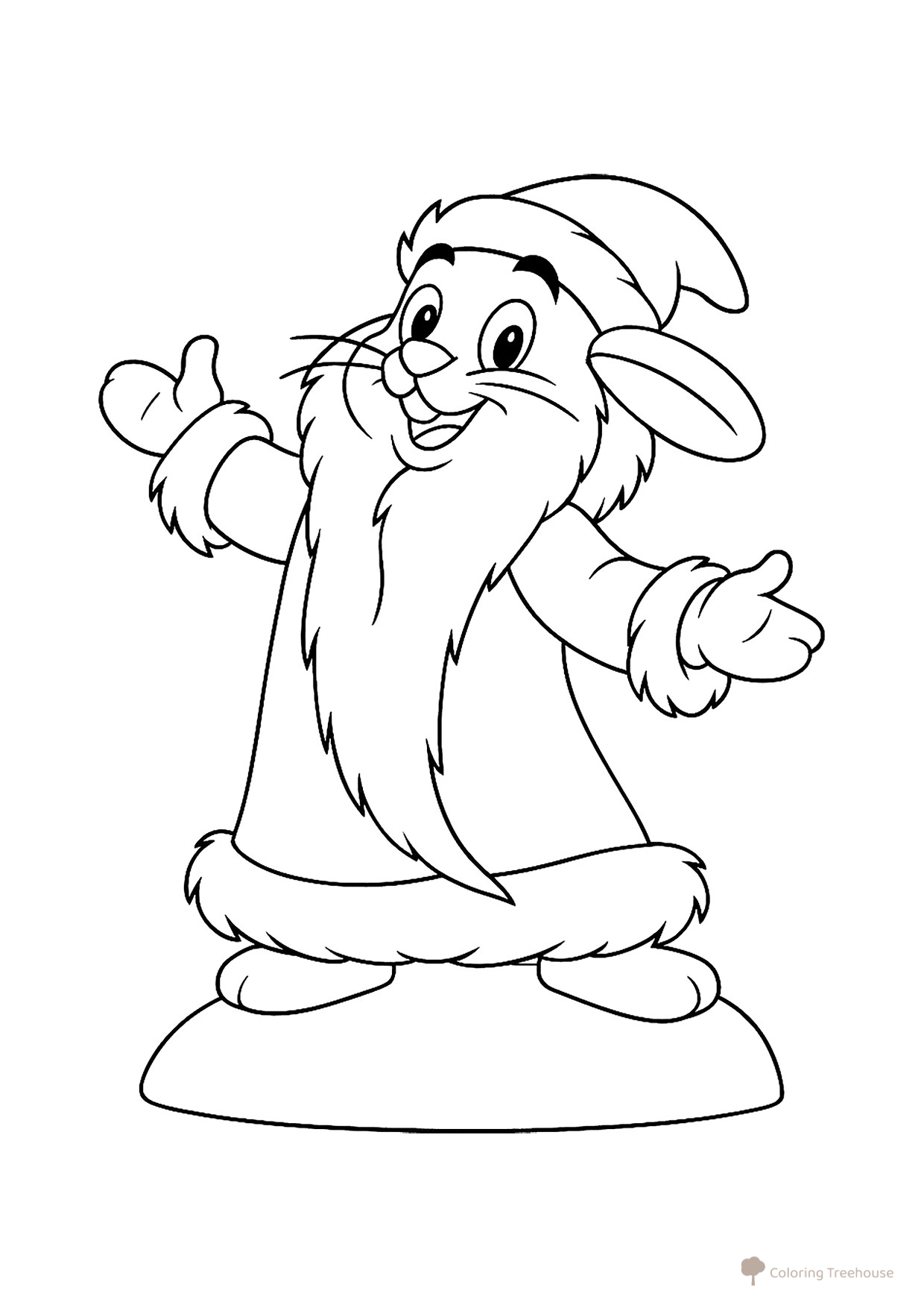 Coloring Page: Hare as Ded Moroz from Nu, Pogodi! free printable New Year Coloring Pages for Kids coloring page