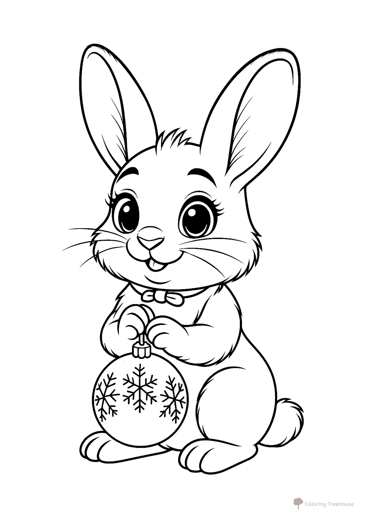 Bunny with New Year Ornament Coloring Page free printable New Year Coloring Pages for Kids coloring page