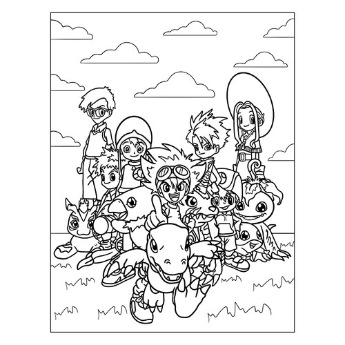 Página para colorear «Aventura con Digimon» dibujo para colorear gratis de Páginas para colorear de anime