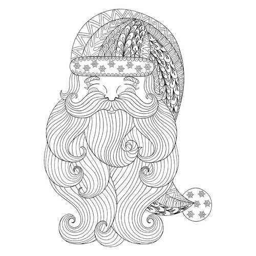 Página para colorear antiestrés: rostro de Ded Moroz dibujo para colorear gratis de Páginas para colorear antiestrés de Año Nuevo