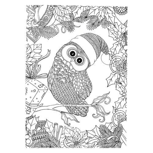 New Year Antistress Owl Coloring Page free printable New Year Anti-Stress Coloring Pages coloring page