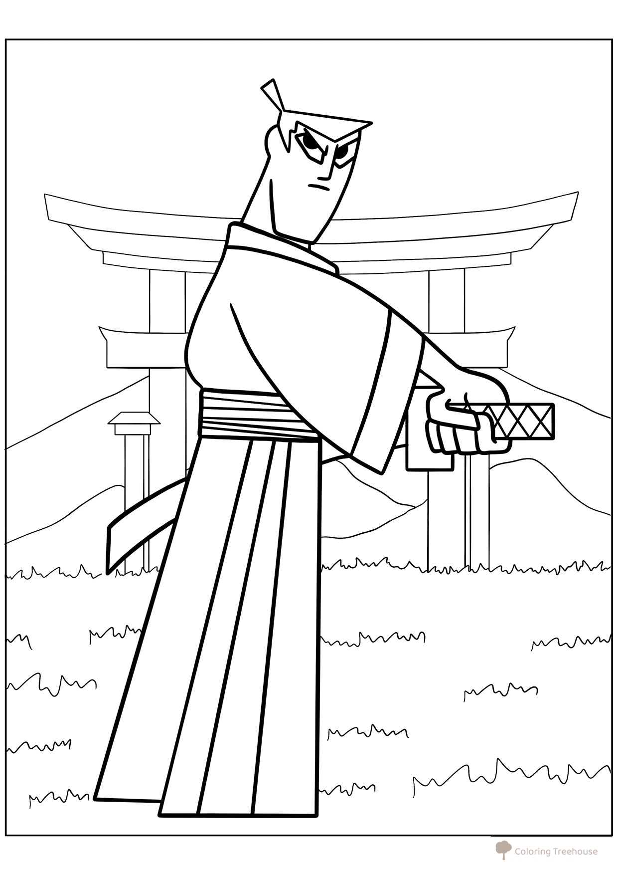 Página para colorear «Samurái Jack» dibujo para colorear gratis de Páginas para colorear de anime
