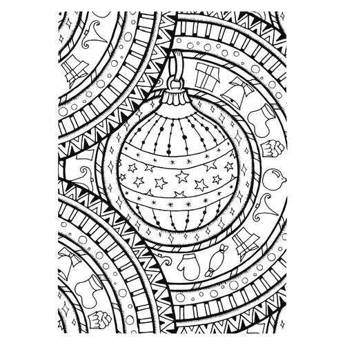Christmas Ornament in Abstract Circles Coloring Page free printable New Year Anti-Stress Coloring Pages coloring page