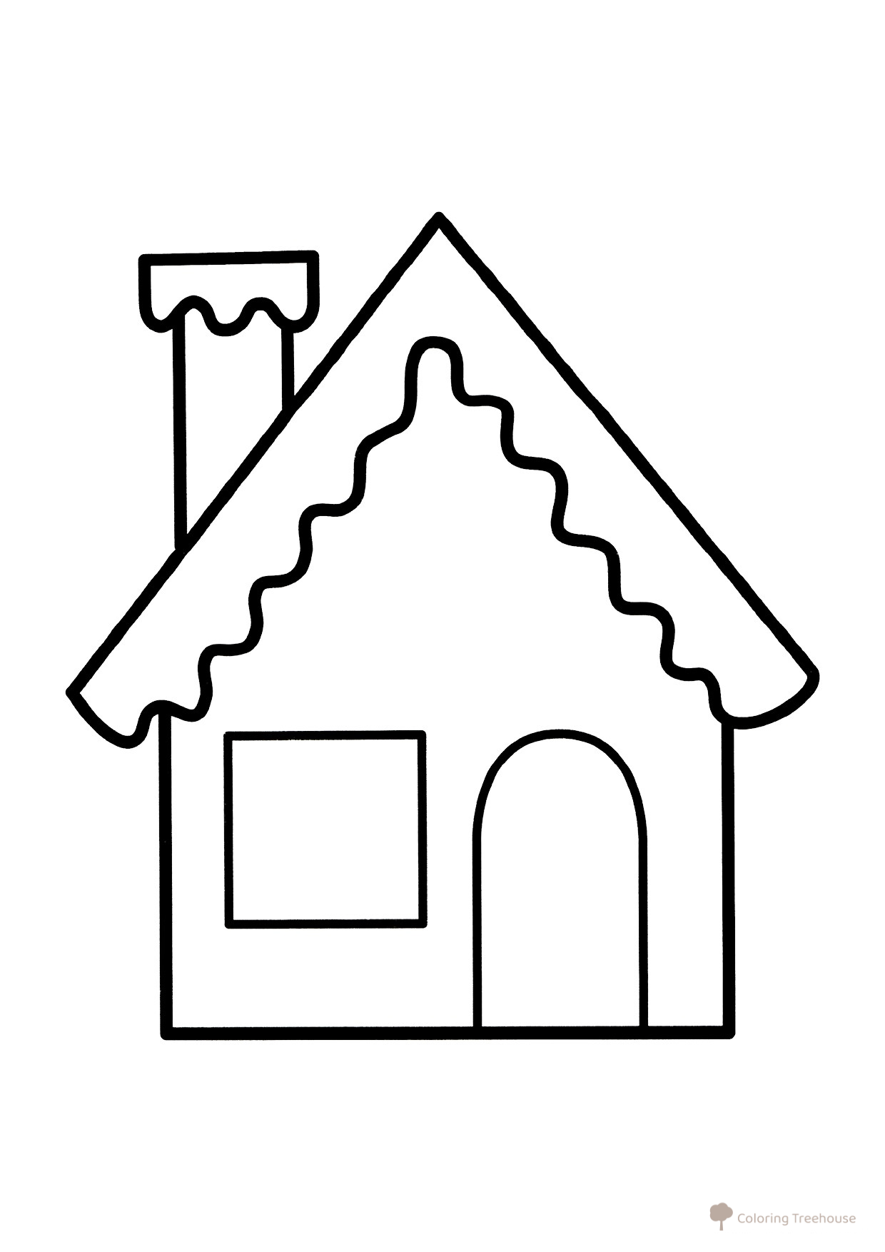 Gingerbread House Coloring Page for Little Ones free printable New Year Coloring Pages for Little Kids coloring page